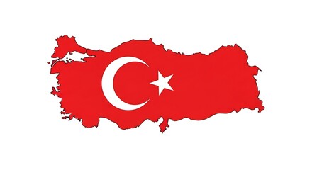 Turkeys Flag Depicted on a Map - A Patriotic Symbol.