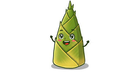Cute Cartoon Bamboo Shoot Character with Happy Face.