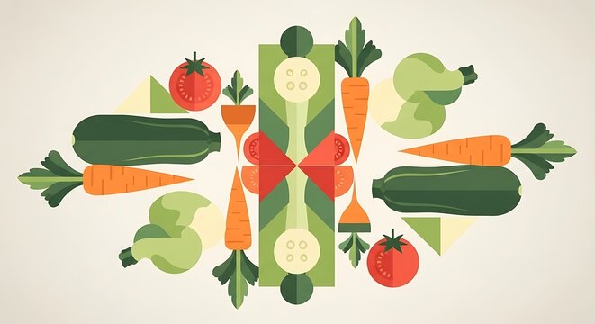 Colorful Geometric Vegetable Arrangement.