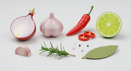 Fresh Ingredients for Cooking and Seasoning.