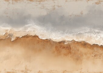 A tranquil seascape featuring soft waves meeting a sandy beach, captured in soothing neutral tones.