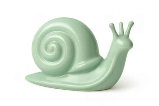 Green ceramic snail figurine creating a cute decorative object - Powered by Adobe