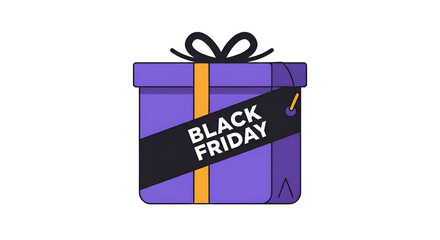 Purple Gift Box with Black Friday Tag.