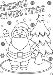 Christmas Santa line art drawing 