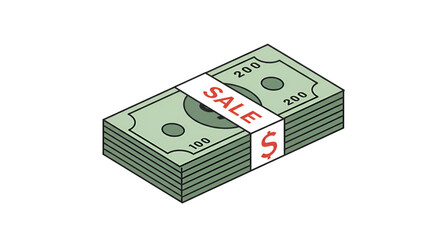 Stack of Money with Sale Band.