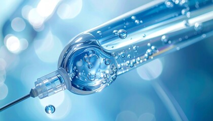 Medical Syringe with Liquid Droplet.