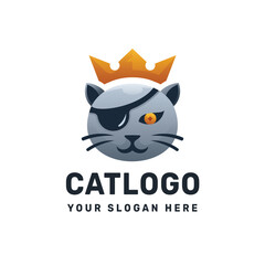 Pirate Cat King Logo – Cartoon Animal Mascot for Fun, Gaming, and Creative Branding