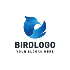 Abstract Eagle Logo – Modern Blue Bird Symbol for Tech, Security, and Visionary Branding