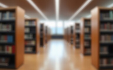 Abstract blurred public library interior space background. High quality