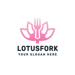 Lotus Fork Logo – Abstract Wellness and Food Symbol for Healthy Restaurant and Vegan Branding