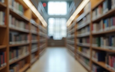 Abstract blurred public library interior space. blurry room with bookshelves by defocused effect. use for background or backdrop in business or education concepts. High quality