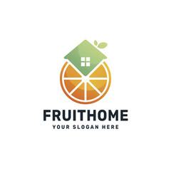 House Orange Fruit Logo – Abstract Eco Living Symbol for Organic Food, Real Estate, and Wellness Branding