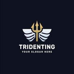 Winged Trident Logo – Abstract Power and Freedom Symbol for Military, Aviation, and Fantasy Branding