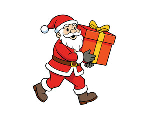 santa claus, riding sleigh, christmas tree, gift, christmas santa, santa sleigh, christmas gift, holiday celebration, Santa playing with children, merry christmas, winter  santa Colourful illustration