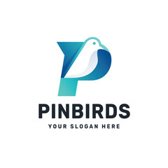 P Bird Logo – Geometric Gradient Symbol of Flight, Clarity, and Innovation