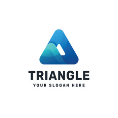 Triangle Logo – Blue Abstract Symbol with Wave Pattern for Modern Branding