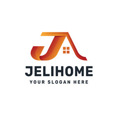 Jelihome Logo – Orange Roof and Window Symbol for Real Estate and Home Branding