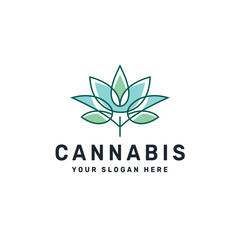 Cannabis Logo – Geometric Green Leaf Symbol for Herbal and Eco Branding