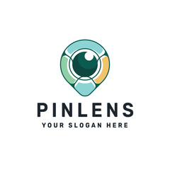 Pin lens Logo – Camera Lens in Map Pin Symbol for Photography and Location Branding