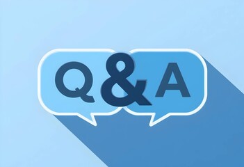 Q and A letters inside blue speech bubbles, concept illustration of question, answer, communication banner