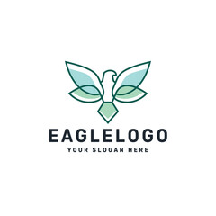 Eagle logo – Geometric Eagle Wings Symbol in Green for Strength and Vision Branding