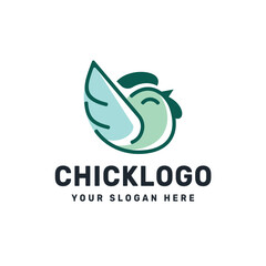 Chicken Logo – Abstract Green Chick Symbol for Nature and Poultry Branding