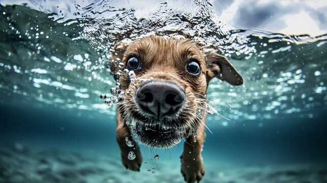 Summer adventures: a dog’s thrilling dives in crystal-clear water.