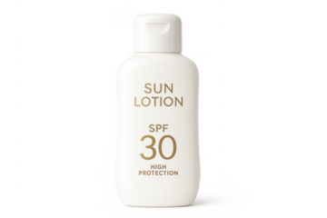Sun lotion spf 30 high protection on transparent background