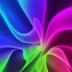 Abstract background featuring swirling shapes of vibrant colors in a dark space