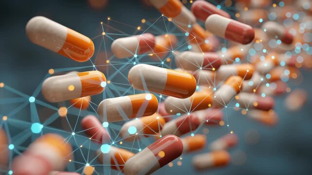 Close-up drug micro vector aligning to receptor by intelligent targeting field metaphor, soft science composition, receptor targeted treatment
