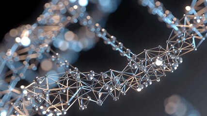 Close-up genomic lattice model folding with intelligent algorithmic geometry UI, minimal hard light biotech aesthetic, gene-based therapy