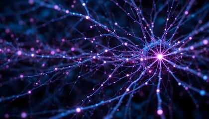 Fototapeta premium Abstract Neural Network with Bright Energy Currents
