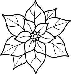 Poinsettia flower line art graphic christmas holiday