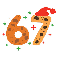 Six Seven  Christmas 67 Six Seven Cookies Santa T-Shirt Design