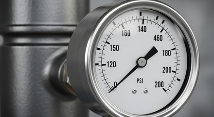 Close-up of a pressure gauge with a needle pointing to approximately 170 PSI, attached to a metal pipe.