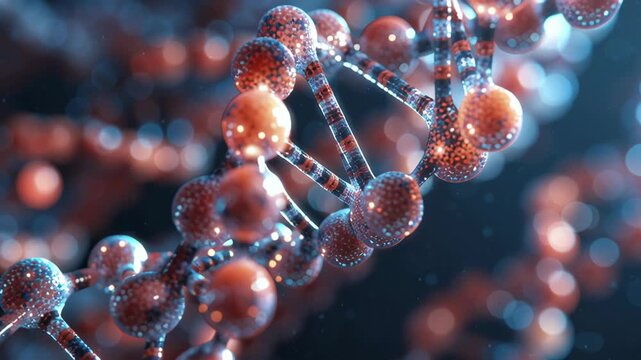 Close-up molecular base pair edit conceptual moment, future clinical biotech abstraction, cinematic clean science, gene-based therapy