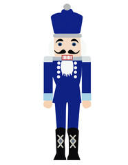 classic Blue Nutcracker Soldier Flat Vector Illustration