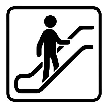 Hold on to handrail on escalator icon with transparent background &mdash; safety signage promoting proper escalator use and passenger safety awareness