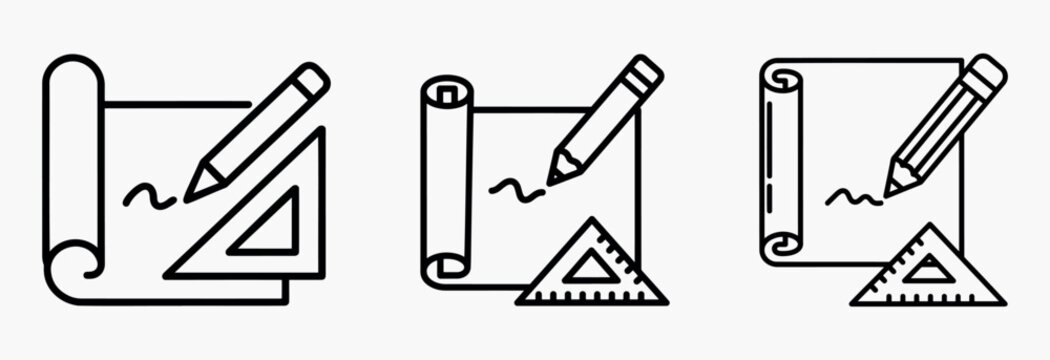 Architectural planning and drafting icon set for blueprints and designs - Powered by Adobe