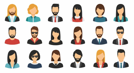 Diverse Collection of Professional Avatar Icons Representing Various Individuals.