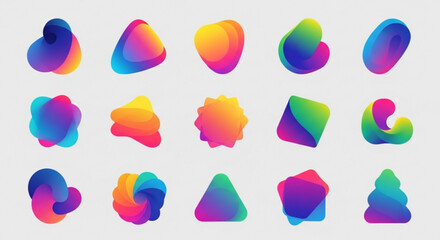 Collection of vibrant gradient shapes, perfect for adding a modern and colorful touch to your designs and branding projects