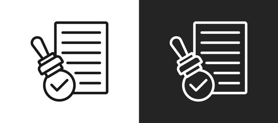 Inspection Stamp Outline Icon In Black And White Filled Style