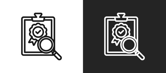 Inspection Badge Outline Icon In Black And White Filled Style