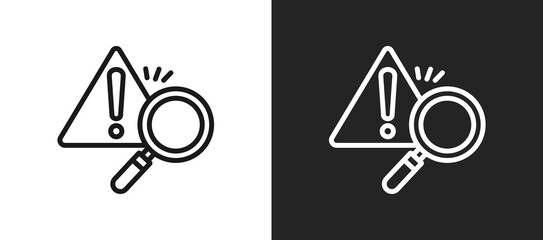 Inspection Warning Outline Icon In Black And White Filled Style