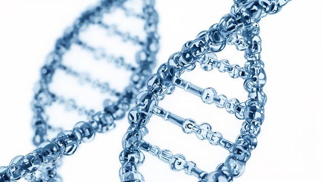 High-Detail Close-Up of Two DNA Strands in Molecular Biology