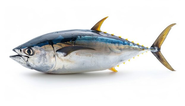 Close Up of a Single Tuna Fish on White Background