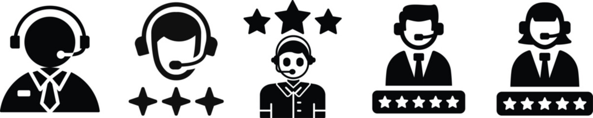 Customer support icon Customer support representative icon call center agent Customer Care Service and Support Icon - Flat Vector Person Avatar With Headphone for Helpline 