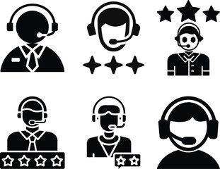 Customer support icon Customer support representative icon call center agent Customer Care Service and Support Icon - Flat Vector Person Avatar With Headphone for Helpline 
