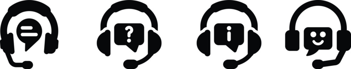 Customer information icon online support assistance icon vector set virtual customer service agent helping technical solution client care signs illustration