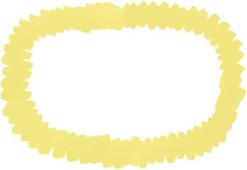 Obraz premium Yellow Zigzag Oval Frame – Hand-Drawn Pastel Crayon Border Clipart